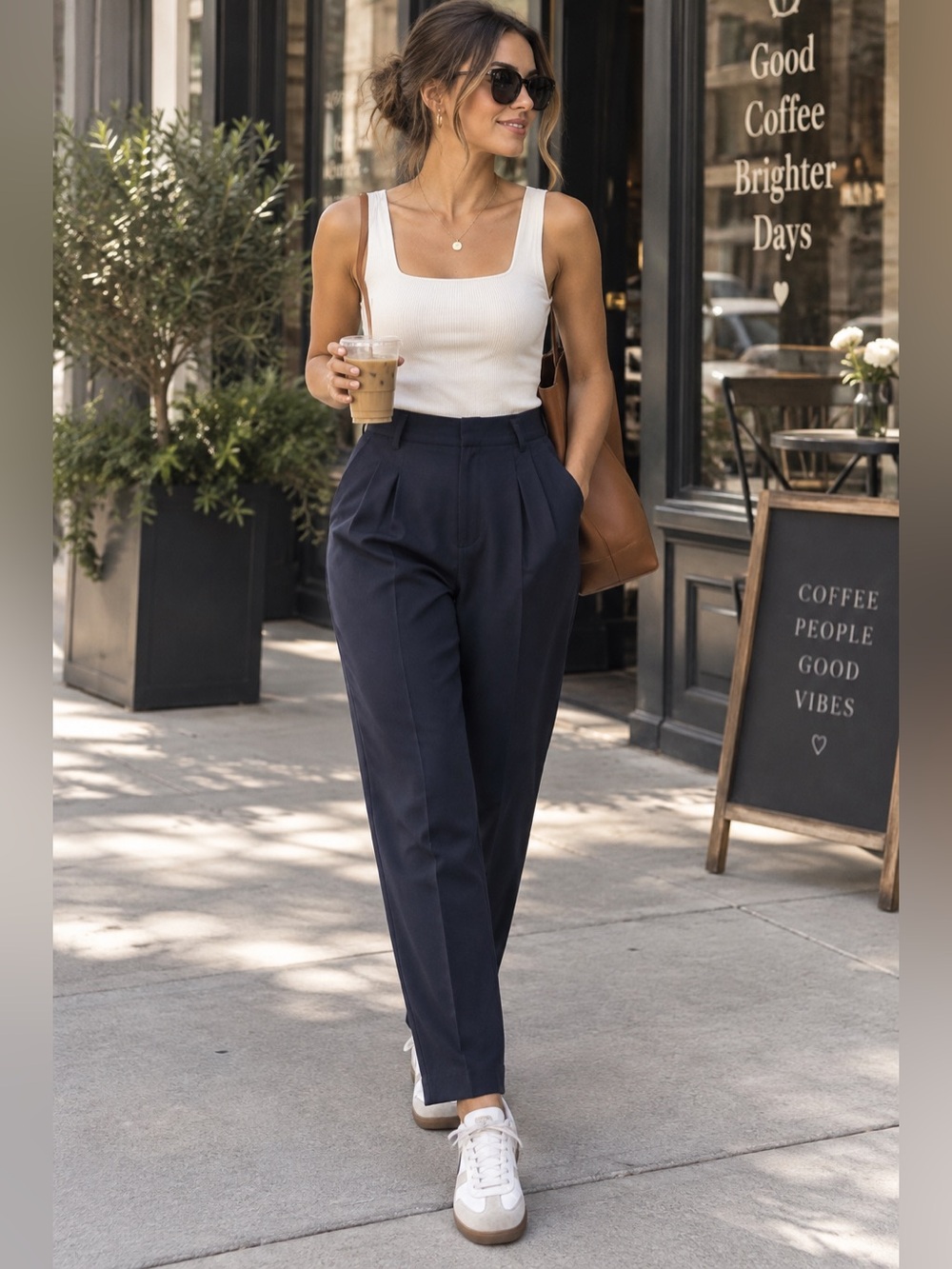 Anthropologie Navy Pleated Tencel Trousers Classic Quiet Luxury Workwear Size M